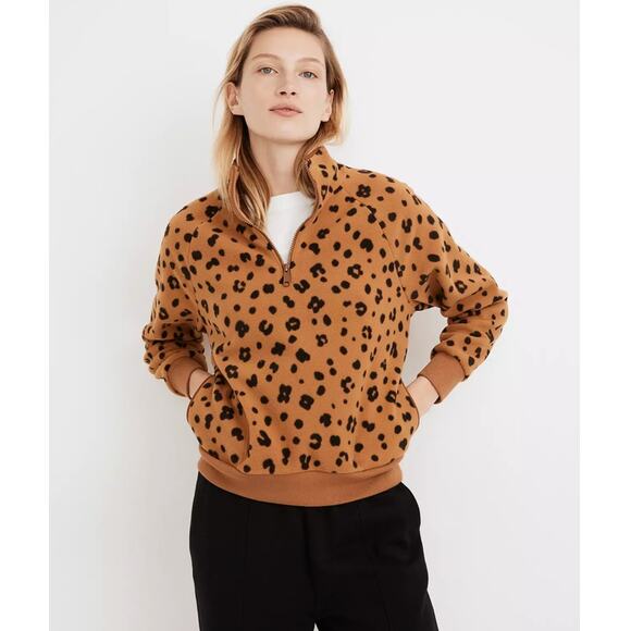 Madewell MWL Betterfleece Half-Zip Sweatshirt - Cheetah - XS - MC205 - Picture 1 of 11